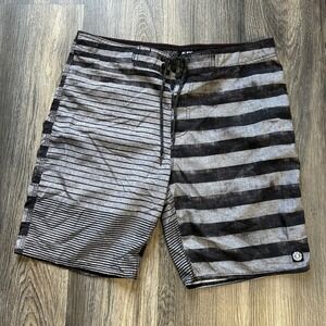 Element Flex Mens Board‎ Shorts Grey Black Striped Swim Trunks Size 34 M161TGRI
